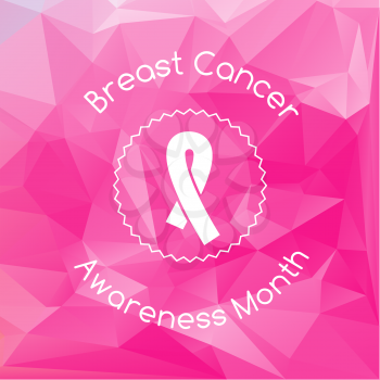 breast cancer awareness month with ribbon and pink background vector illustration