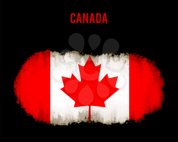 Grunge Canada flag on dark background vector background illustration