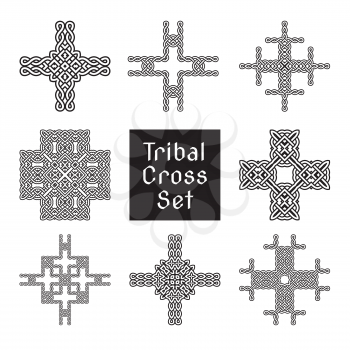tribal cross set ancient ornament vector illustration