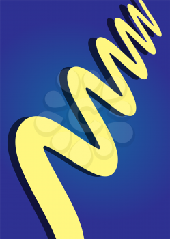 yellow curve line on blue background abstract vector illustration