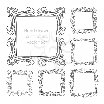 hand drawn art frames abstract vector illustration
