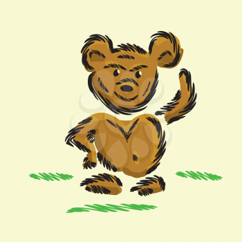 funny smiling walking cartoon bear vector illustration