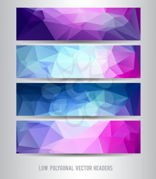 low polygonal vector header set abstract illustration