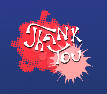 thank you hand lettering text with blob and halftone color vector background