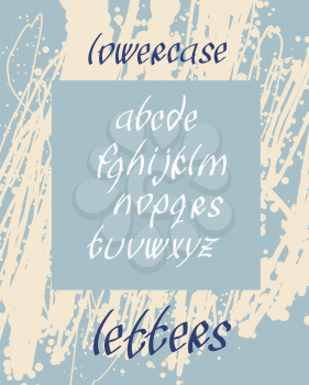 Lowercase font letters. English alphabet all letters. Hand drawn calligraphy. Vector illustration.