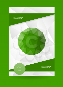 Cover template. Vertical presentation vector design. Brochure page background. Abstract green color booklet layout.