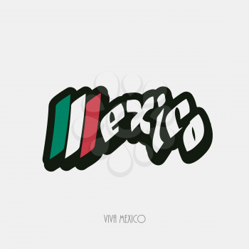 Mexico script hand lettering text vector illustration