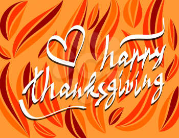 happy thanksgiving day script hand lettering text vector illustration