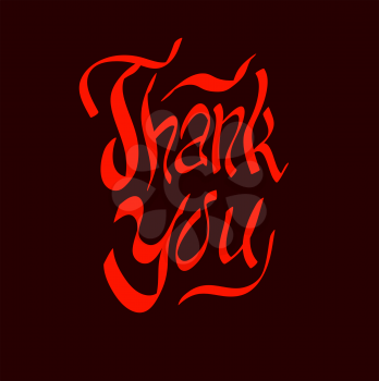 thank you script hand lettering vector illustration