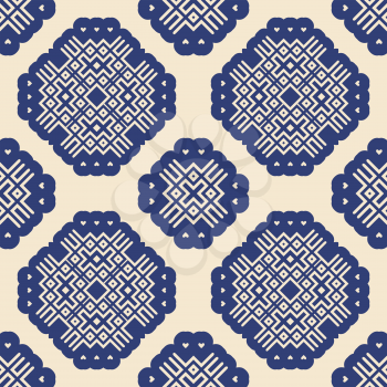Seamless pattern geometric ornament with squares and heart. Abstract vector background.