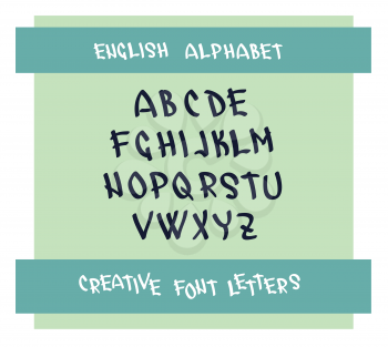 Uppercase english alphabet letters. Handwritten font character symbols. Vector illustration. Creative Letters for your design ideas.