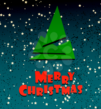 Merry Chrismas festive creative card template. Xmas tree symbol vector illustration. Decorative greeting postcard.