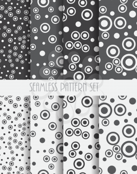 Set of Seamless patterns. Circles dots abstract backgrounds. Vector illustration. Polka decoration template.