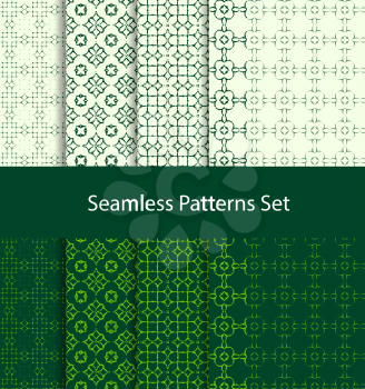 Dotted oriental motif seamless pattern set. Vector illustration. Abstract diagonal simple dot print design. Eastern style background template.