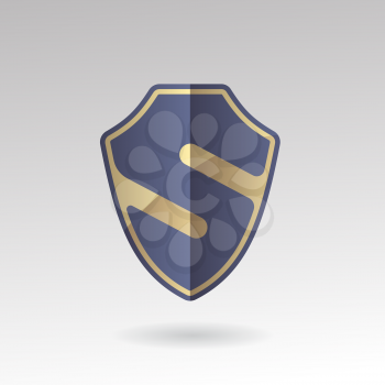 Safety defense logo. Protection shield with S Letter. Vector illustration.  S sign emblem badge.