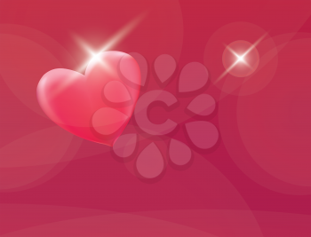 Abstract hearts love symbol red background vector illustration. Glowing sparkle romantic greeting card template.
