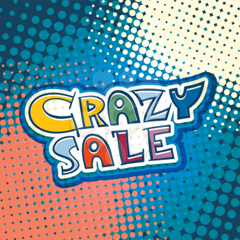 Crazy Sale promotional text handwritten vector illustration. Advertising comic style marketing sale banner.