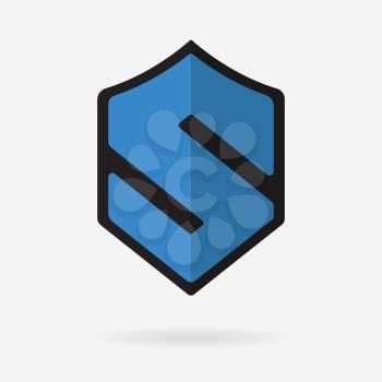 Protection shield with S Letter. Vector illustration. Safety logo. S sign emblem badge.