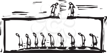 Royalty Free Clipart Image of People Walking