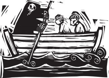 Royalty Free Clipart Image of a Ferryman 