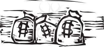 Royalty Free Clipart Image of Bags of Money