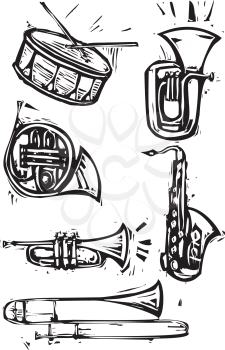 Royalty Free Clipart Image of Brass Instruments