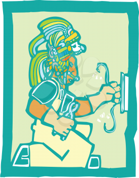Royalty Free Clipart Image of a Mayan Temple Electrician