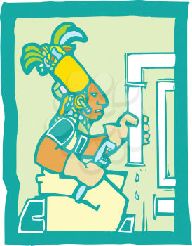 Royalty Free Clipart Image of a Mayan Temple Plumber