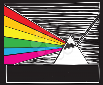 Royalty Free Clipart Image of a Prism With Rainbow
