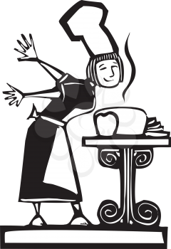 Royalty Free Clipart Image of a Woman With Bread
