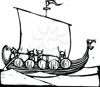 Royalty Free Clipart Image of a Viking Ship