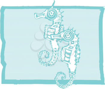 Royalty Free Clipart Image of Two Seahorses 