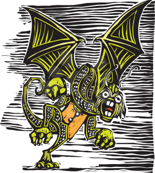 Royalty Free Clipart Image of Jabberwocky from from Lewis Carroll's Alice in Wonderland