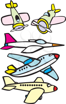Royalty Free Clipart Image of Toy Airplanes