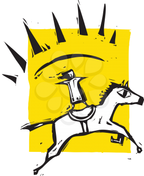 Royalty Free Clipart Image of a Performer Riding a Horse