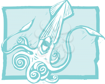 Royalty Free Clipart Image of a Giant Squid