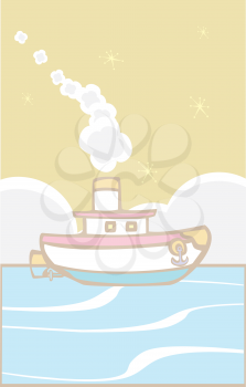 Royalty Free Clipart Image of a Toy Tugboat