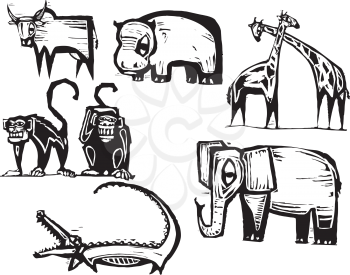 Royalty Free Clipart Image of a Group of Animals