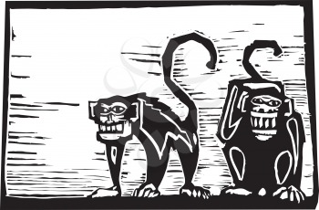 Royalty Free Clipart Image of Monkeys