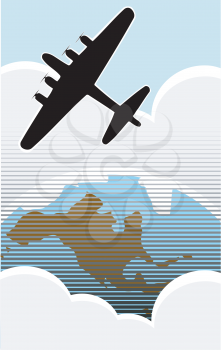 Royalty Free Clipart Image of a Bomber Airplane