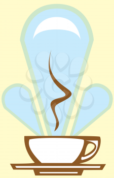 Royalty Free Clipart Image of Deco Flourishes and a Mug