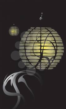 Royalty Free Clipart Image of a Japanese Lantern