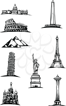 Royalty Free Clipart Image of Great World Buildings
