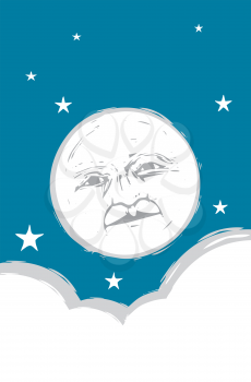 Royalty Free Clipart Image of the Moon in the Sky
