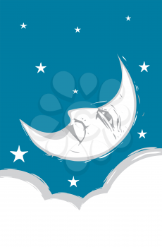 Royalty Free Clipart Image of the Moon in the Sky