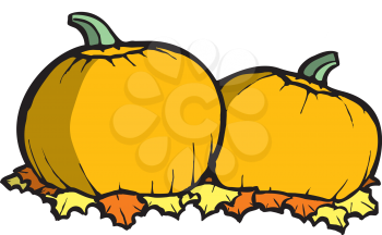 Royalty Free Clipart Image of Two Pumpkins