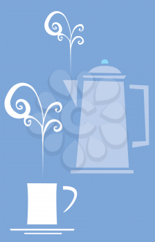 Royalty Free Clipart Image of a Pot of Coffee and Cups