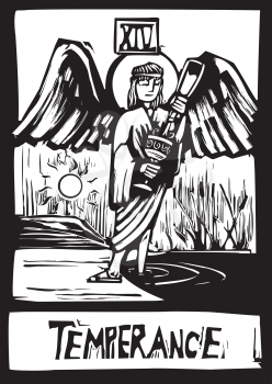 Royalty Free Clipart Image of the Tarot Card For Temperance