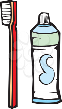 Royalty Free Clipart Image of Toothpaste and a Toothbrush