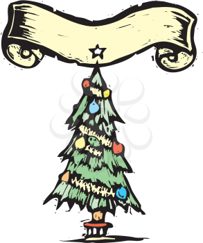 Royalty Free Clipart Image of a Christmas Tree Banner